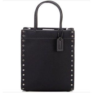 NWT COACH Glove-Tanned Leather Crystal Rivets Mini Cashin Tote Bag - Black